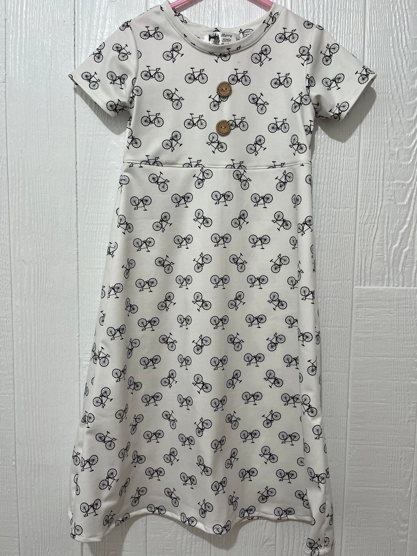 White with black bicycle dress 4T