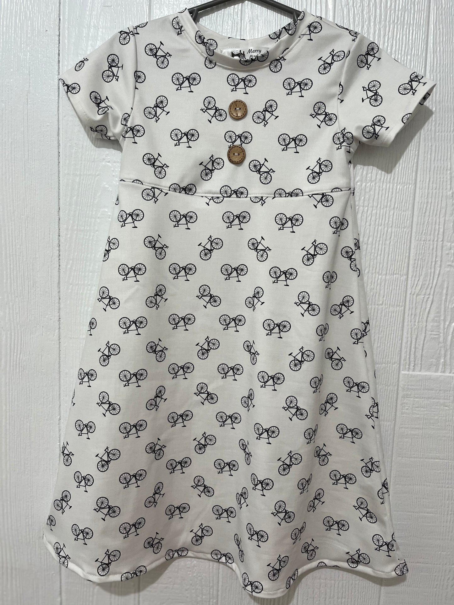 White with black bicycle dress 2T