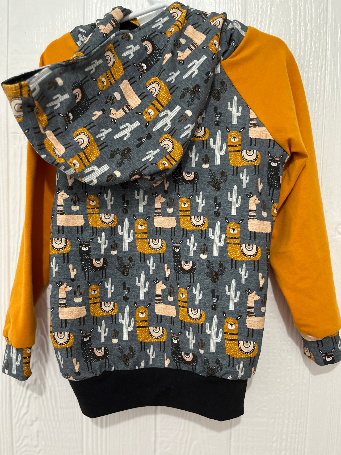 Orange/ llama hoodie 3-4T