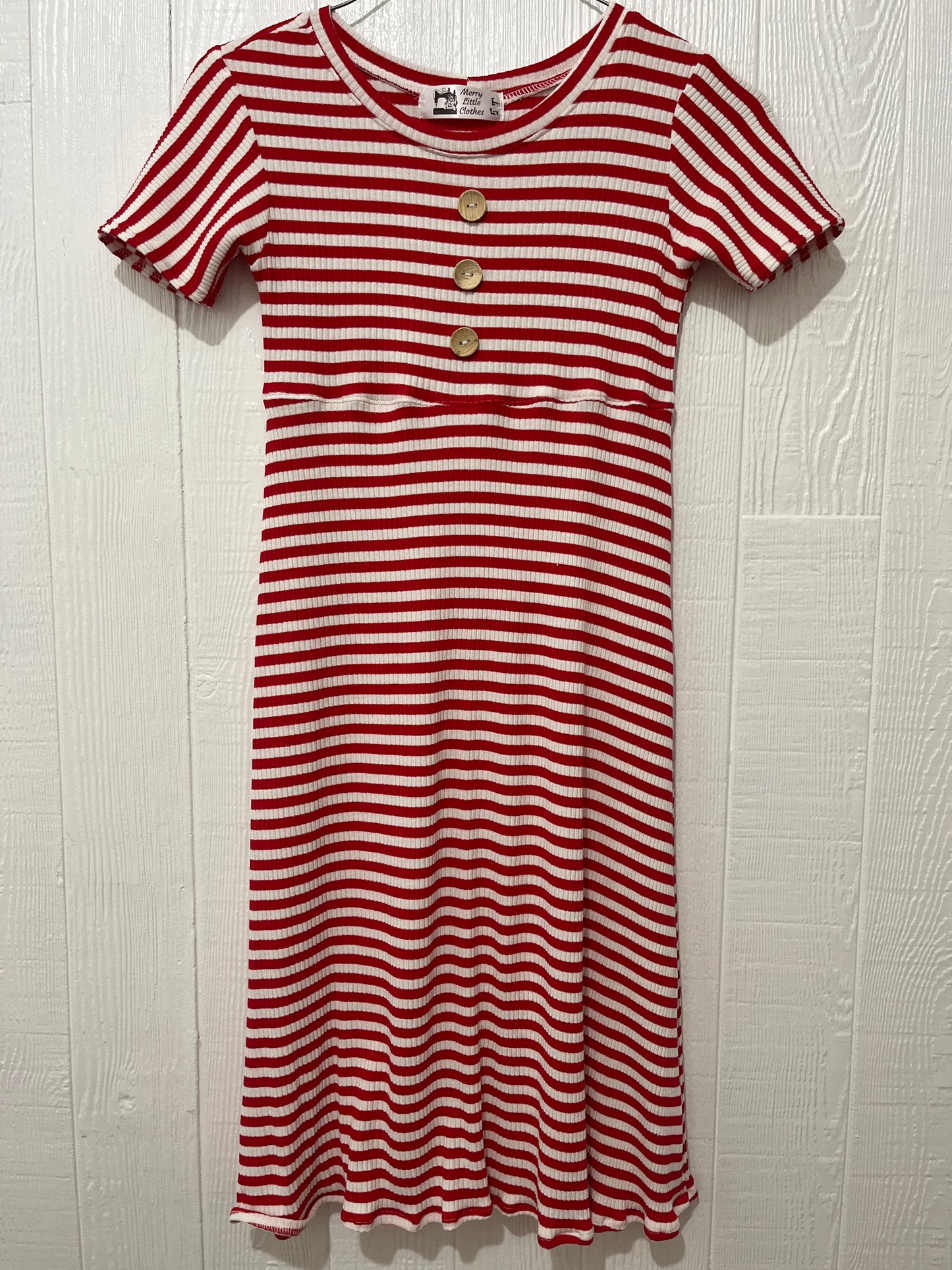 Red/white stripe dress 5T