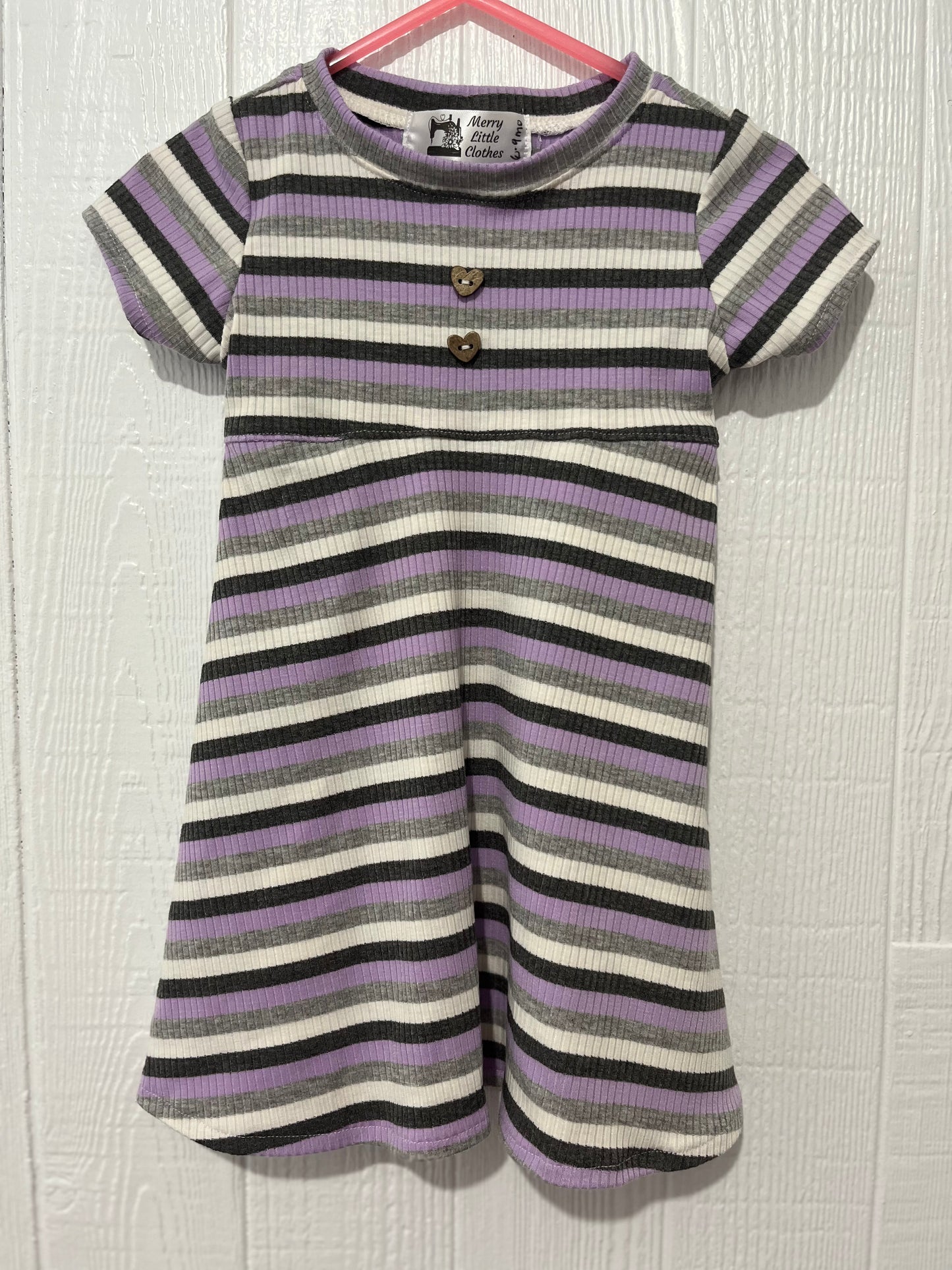 Lavender stripe dress 6-9 mo