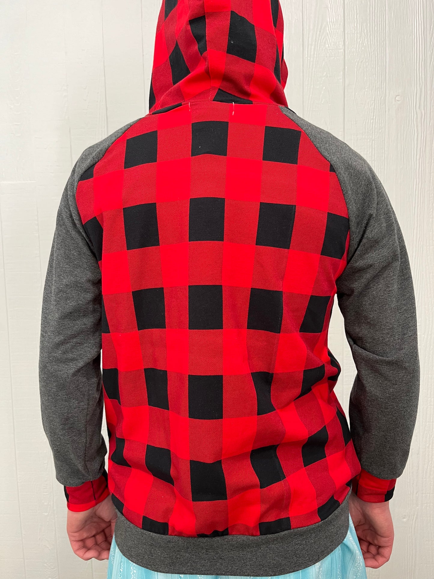 Buffalo plaid/gray hoodie 10T