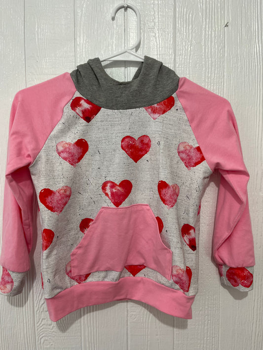 Pink hearts hoodie 6T