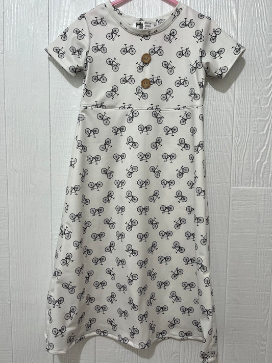 White with black bicycle dress 4T