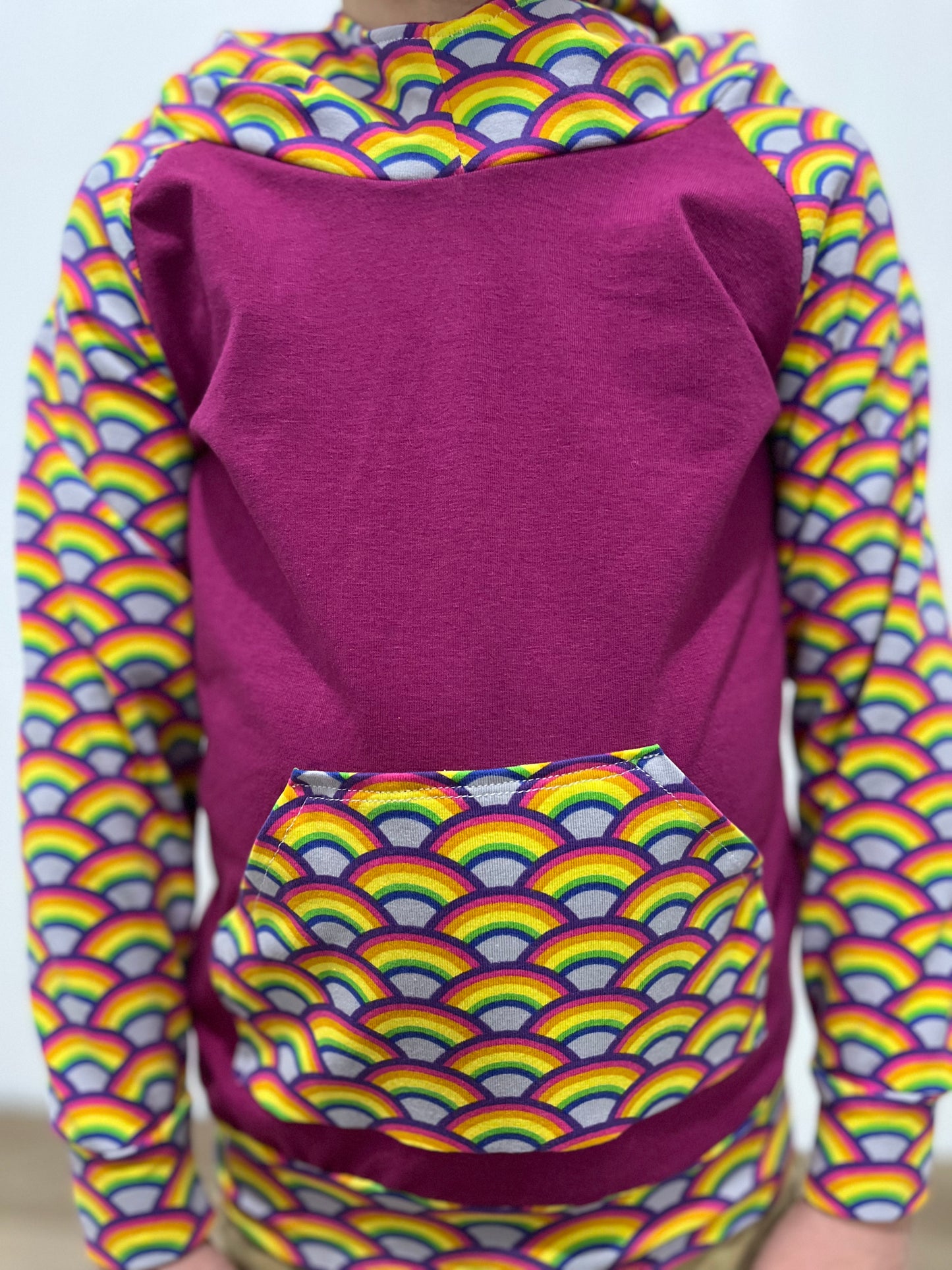 Magenta / rainbows hoodie 2-3T