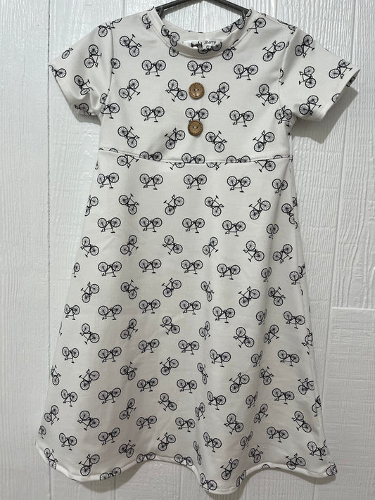 White with black bicycle dress 2T