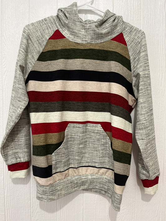 Sage/ stripe hoodie 14T