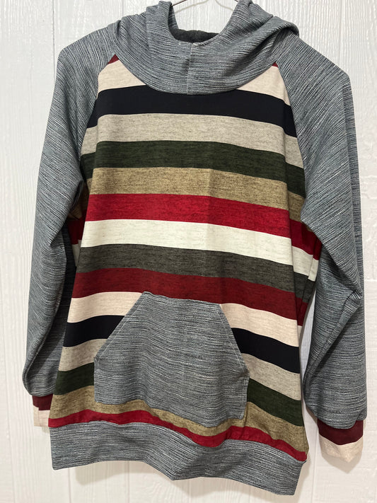 Stripe/ Sage hoodie 14T