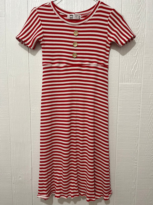 Red/white stripe dress 5T