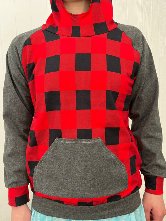 Buffalo plaid/gray hoodie 10T